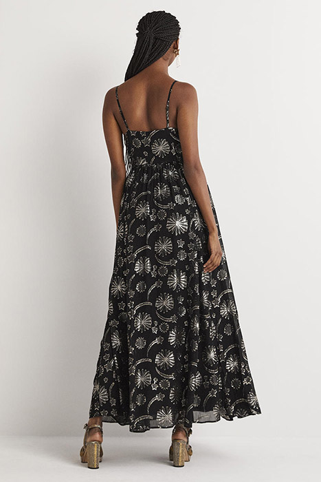METALLIC JACQUARD MAXI DRESS BLA 2