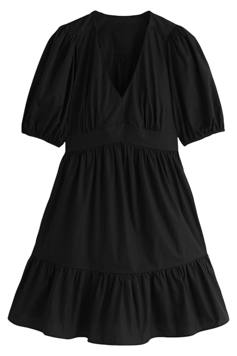 PUFF SLEEVE TIERED DRESS BLK 6