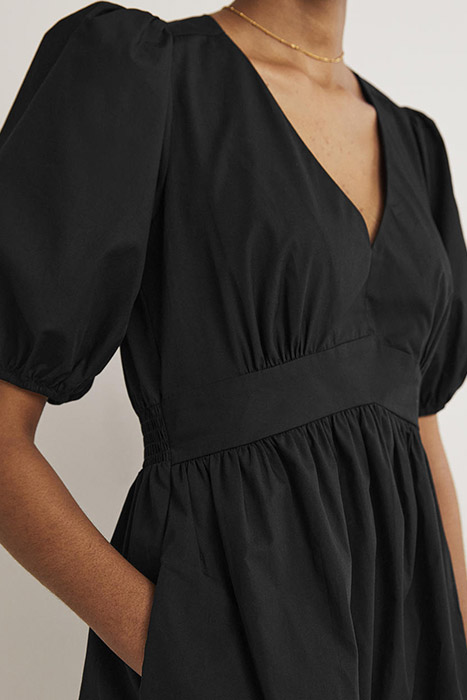 PUFF SLEEVE TIERED DRESS BLK 5