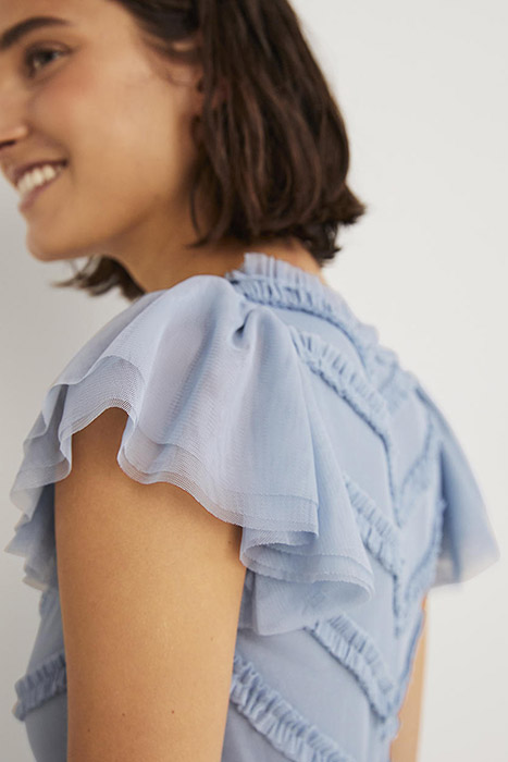 TULLE V-NECK MAXI PARTY DRESS BLU 5