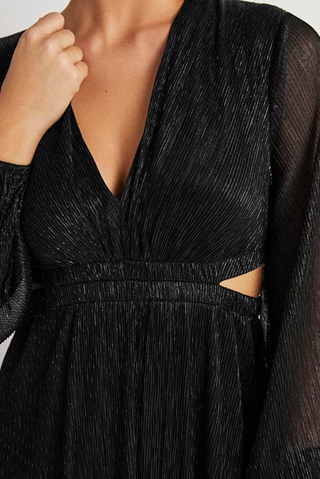 METALLIC CUT-OUT MAXI DRESS BLK 5