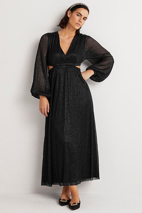 METALLIC CUT-OUT MAXI DRESS BLK 3