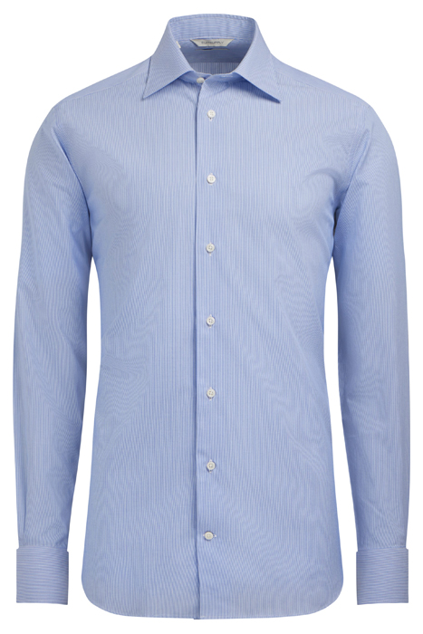 Mid Blue Striped Poplin Slim Fit Shirt 2