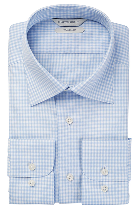 Light Blue Checked Slim Fit Shirt 1