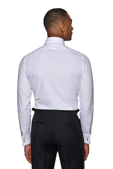 White Piqué Slim Fit Tuxedo Shirt 3