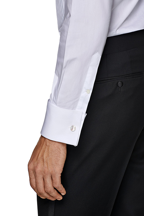 WHITE PLEATED SLIM FIT TUXEDO SHIRT 8