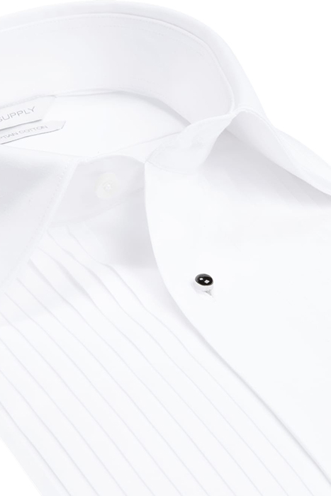 WHITE PLEATED SLIM FIT TUXEDO SHIRT 9