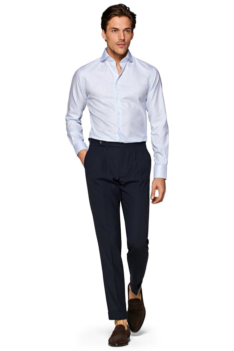 Light Blue Checked Extra Slim Fit Shirt 5