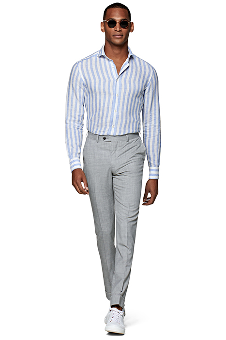 LIGHT BLUE STRIPED SLIM FIT SHIRT 3