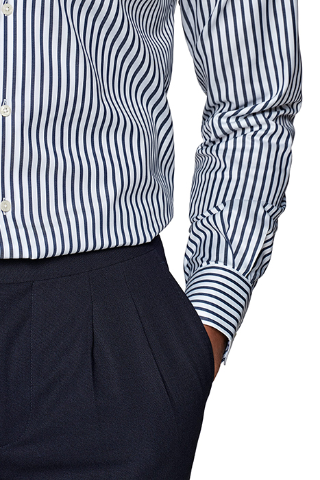 Navy Striped Slim Fit Shirt 7
