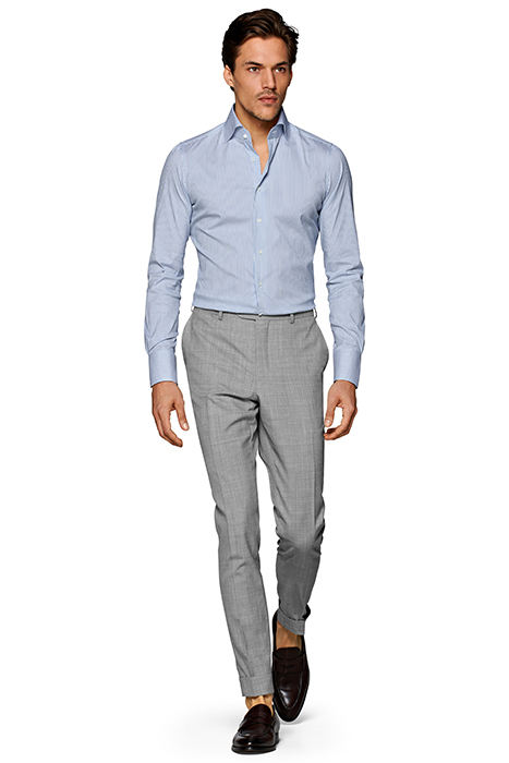 Mid Blue Striped Extra Slim Fit Shirt 3