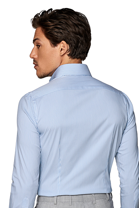 Mid Blue Striped Extra Slim Fit Shirt 5