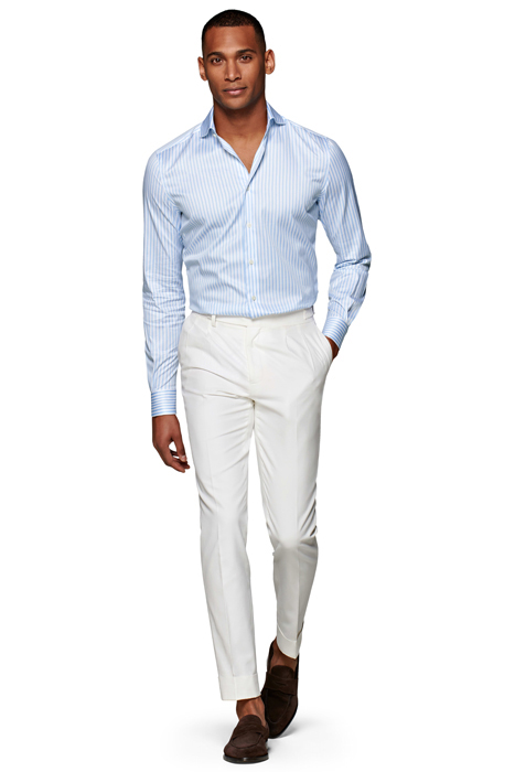 Light Blue Striped Twill Slim Fit Shirt 3