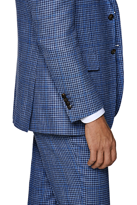 MID BLUE CHECKED THREE-PIECE LAZIO SUIT 8