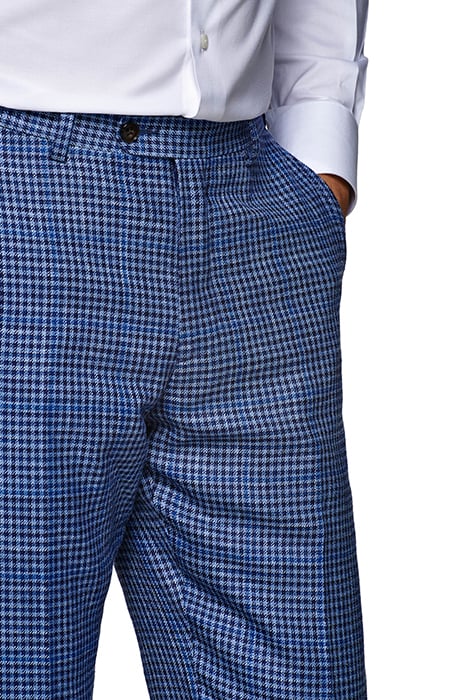 MID BLUE CHECKED THREE-PIECE LAZIO SUIT 9