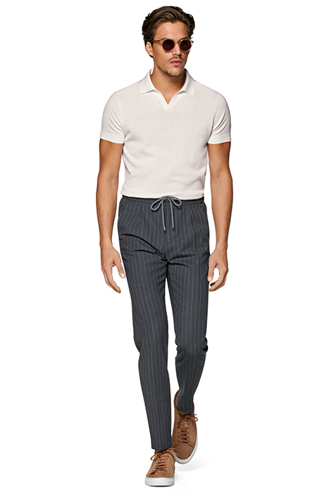 Mid Grey Striped Drawstring Ames Trousers 4