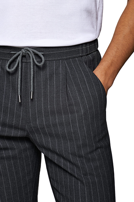 Mid Grey Striped Drawstring Ames Trousers 6