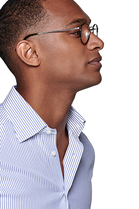 NAVY STRIPED OXFORD SLIM FIT SHIRT 5