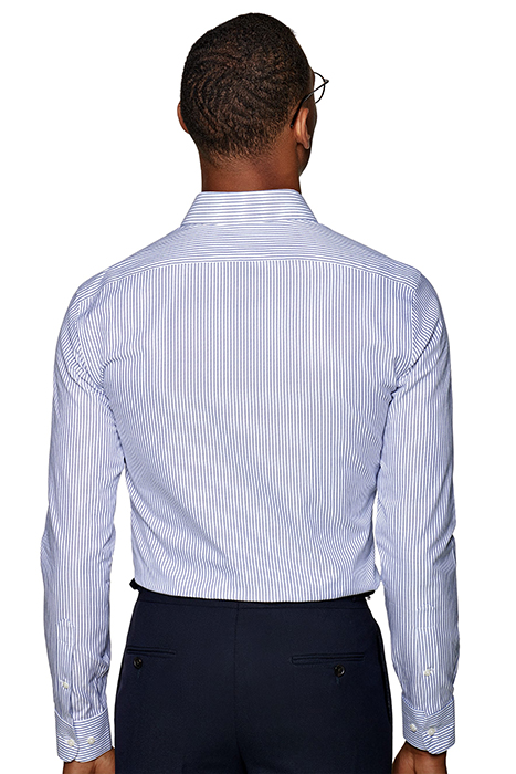 NAVY STRIPED OXFORD SLIM FIT SHIRT 3