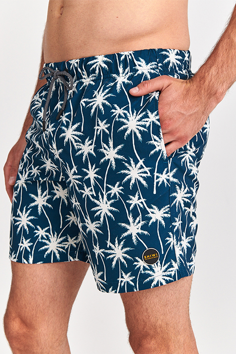 MEN SWIM SHORT VACATION PALMTREES MICRO PEACH BLUE POND 5