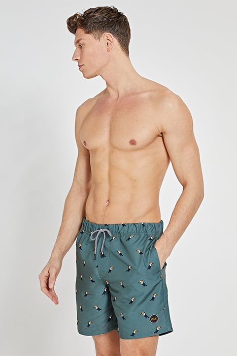 MEN SWIM SHORT TUCAN MICRO PEACH CILANTRO GREEN 2