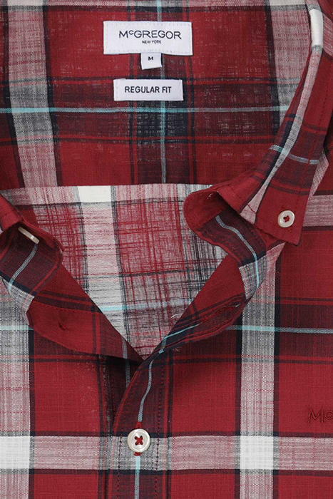 COTTON CHECK SHIRT L/S RF DARK RED 4