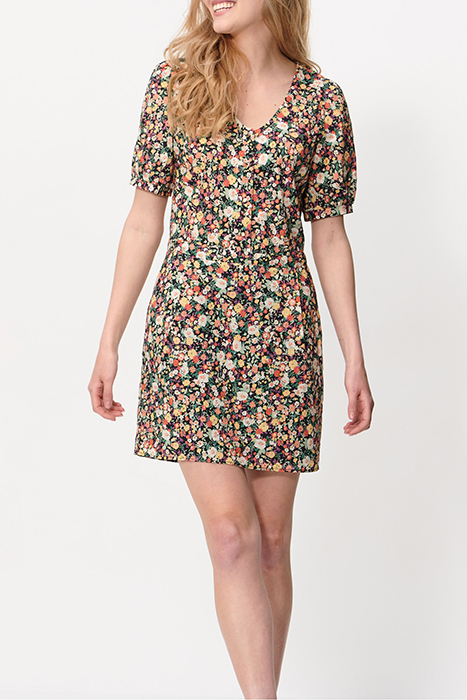 WATER PINK LONG DRESS + MULTICOLOURED FLORAL PRINT 1