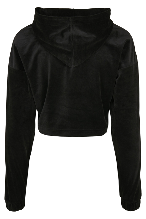 LADIES CROPPED VELVET OVERSIZED HOODY BLACK 9