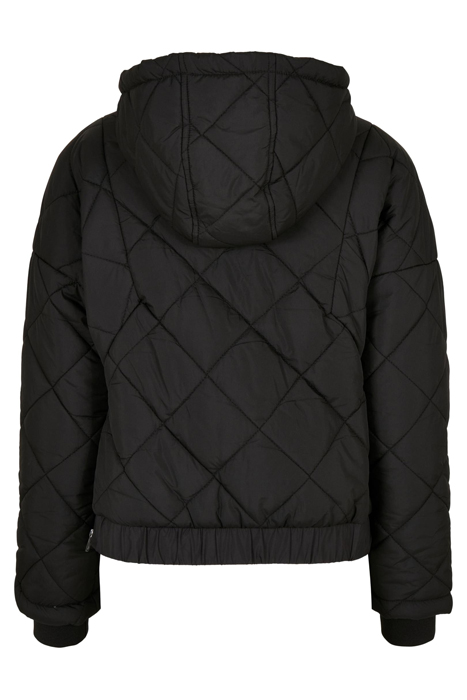 LADIES OVERSIZED DIAMOND QUILTED PULL OVER JACKET BLACK 10