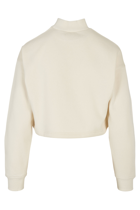 LADIES CROPPED OVERSIZED SWEAT HIGH NECK CREW WHITESAND 9
