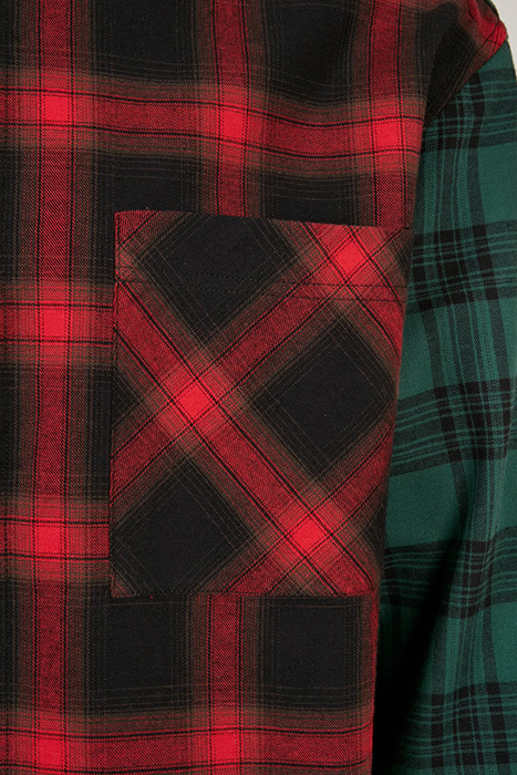 OVERSIZED MIX CHECK SHIRT BLACK/RED/GREEN 9