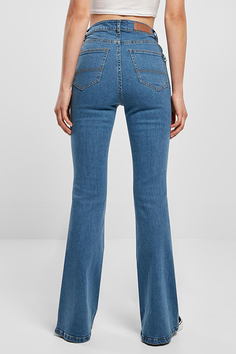 LADIES ORGANIC HIGH WAIST FLARED DENIM PANTS CLEARBLUE WASHE 3