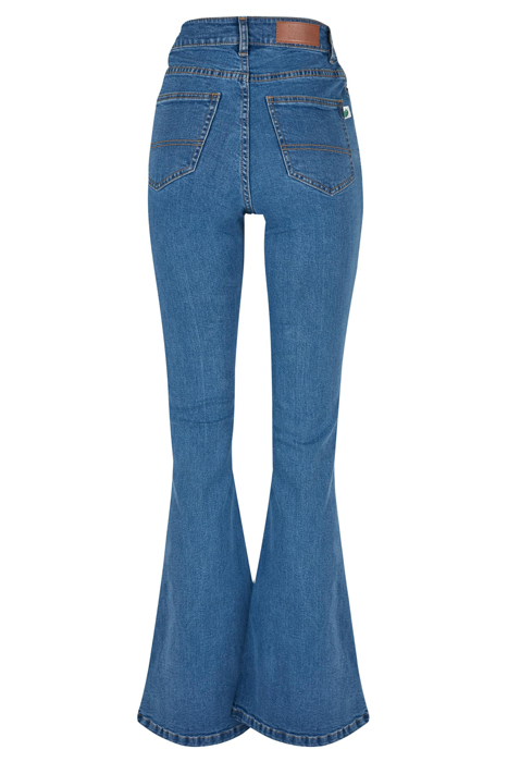 LADIES ORGANIC HIGH WAIST FLARED DENIM PANTS CLEARBLUE WASHE 10