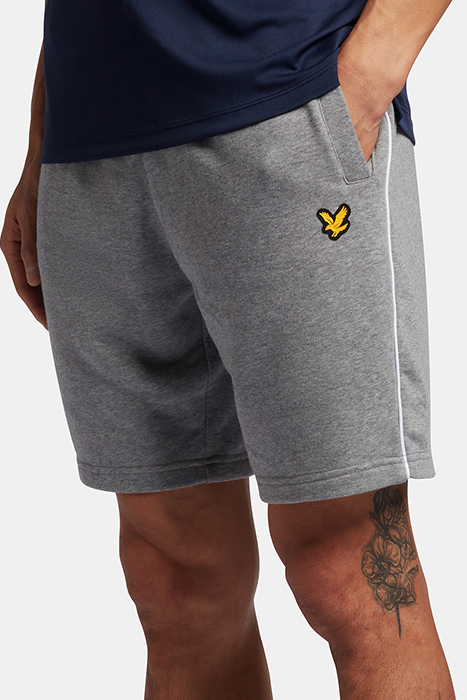 SWEAT SHORT WITH CONTRAST PIPING MID GREY MARL by Lyle & Scott