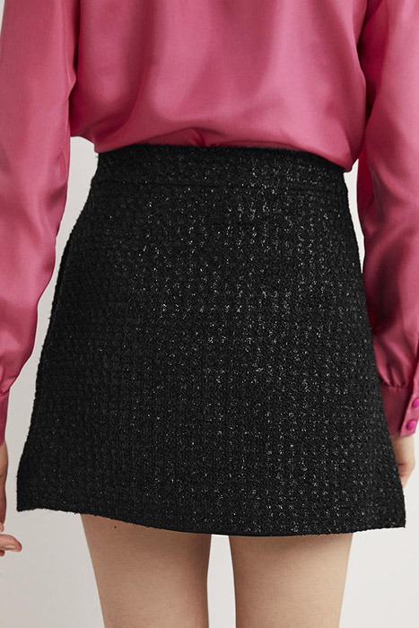 TWEED METALLIC MINI SKIRT BLK 2