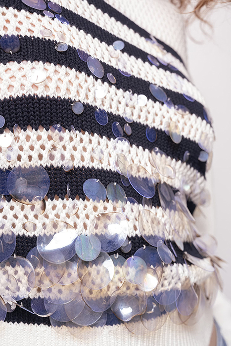 CARRENO MAGLIA RETE COTONE RIG ECRU/NAVY BLUE 4