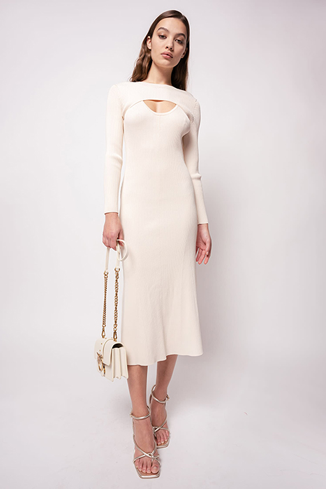 MANRESA ABITO COSTINA CREPE PARCHMENT BEIGE 3