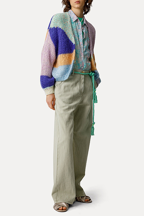 COTTON AND HEMP OVERDYED DENIM WIDE LEG PANTS AGAVE 4