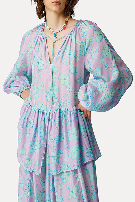 "TRUE COLORS" PRINT HABOTAI SILK DRESS MOJITO 3