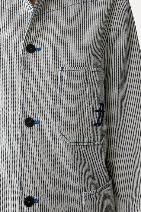 DÉLAVÉ INDACO STRIPE WORKER JACKET STRIPE 5