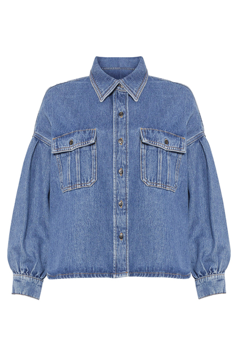 PENELOPE DENIM PUFF SLV SHIRT MID VINTAGE 4