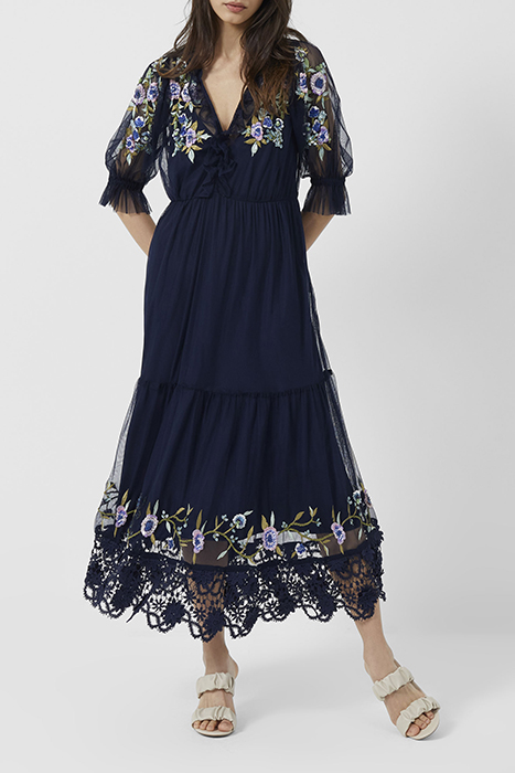 AMBRE EMB CLUSTER MAXI DRESS INDIGO 2