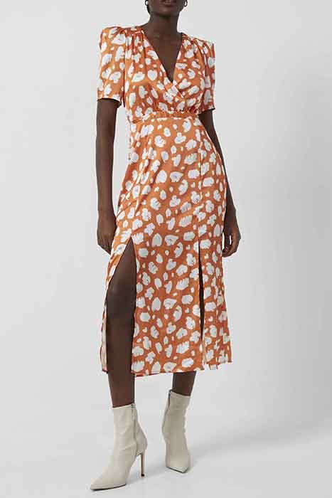 AIMEE INU SATIN FT SPLIT DRESS BURNT ORANGE-CL CRM 5
