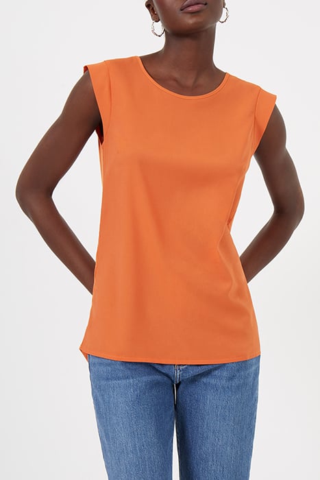 CREPE LIGHT CAPPED SLEEVE TEE BURNT ORANGE 1
