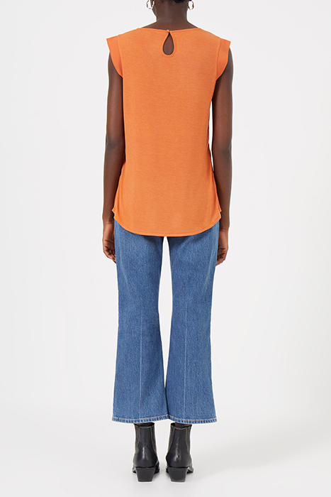 CREPE LIGHT CAPPED SLEEVE TEE BURNT ORANGE 3