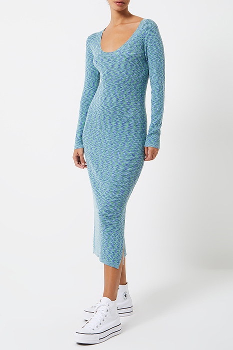 JANNA SPACE DYE MIDI DRESS GREEN FLASH MULTI 4