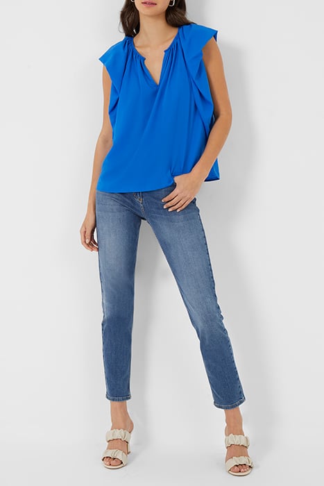 CREPE LIGHT V NECK BLOUSE NEBULAS BLUE 3
