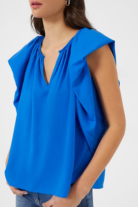 CREPE LIGHT V NECK BLOUSE NEBULAS BLUE 6