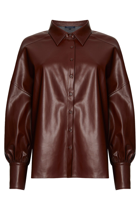 ETTA VEGAN LTH PUFF SLV BLOUSE BITTER CHOCOLATE 5