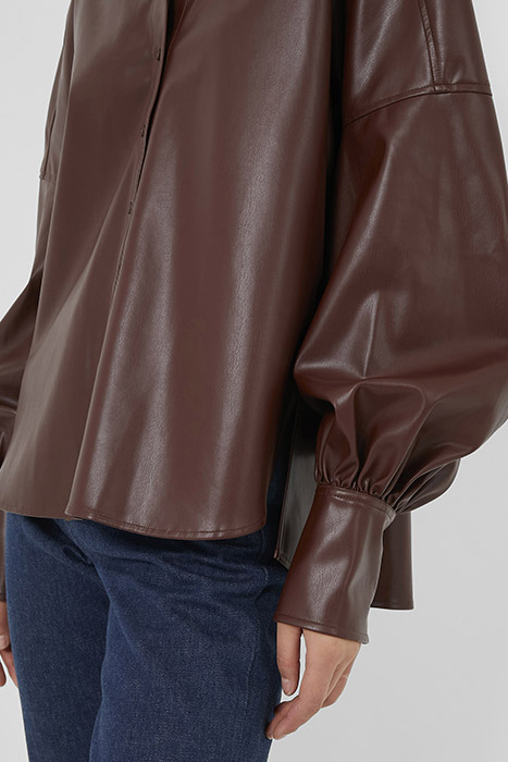 ETTA VEGAN LTH PUFF SLV BLOUSE BITTER CHOCOLATE 4